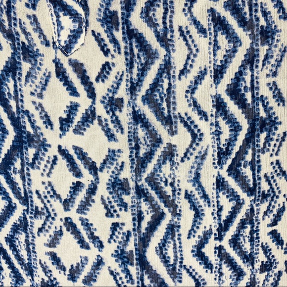 🦋Lucky Brand Blue Boho Print Sheer V-Neck Blouse - Picture 5 of 5